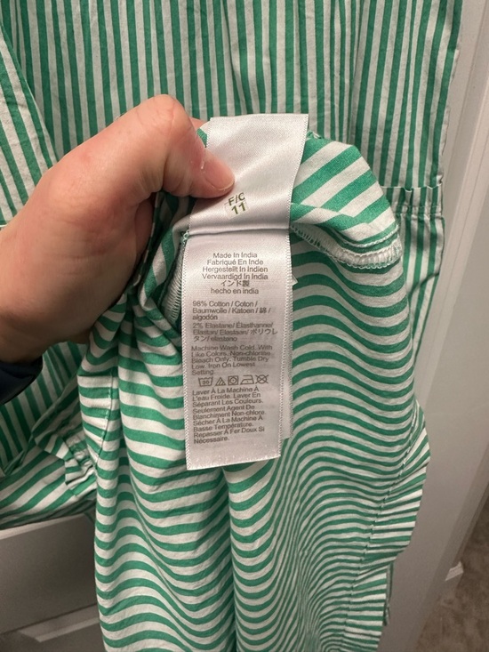 J. Crew Women's Green and White Striped Tiered Midi Dress - Picture 6 of 7